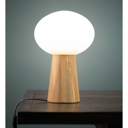 Lampa stołowa nocna na drewnianej dębowej podstawie Pater
