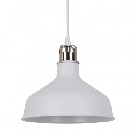 Metalowa lampa wisząca Hooper biała z niklowanym wykończeniem styl loft 21cm