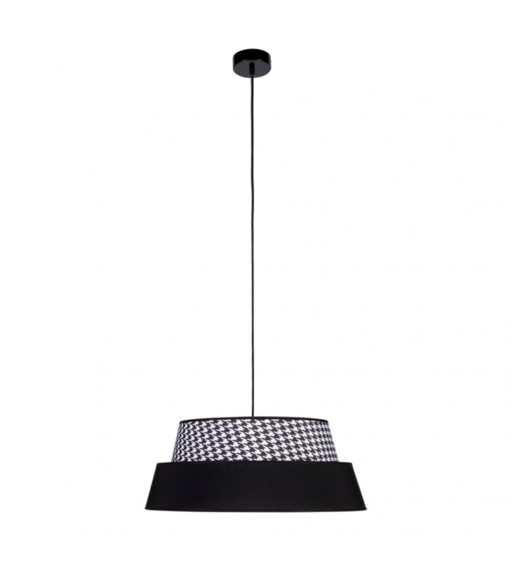 Czarno biała lampa wisząca Preto abażur pepitka 50cm do jadalni nad stół do sypialni salonu