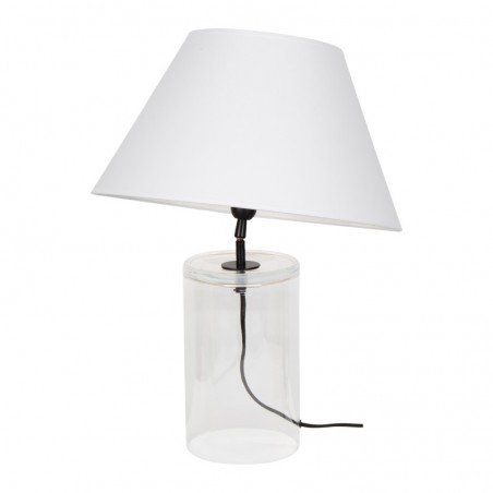 Szklana lampa nocna stołowa Dove biały abażur na komodę przy łóżku do sypialni