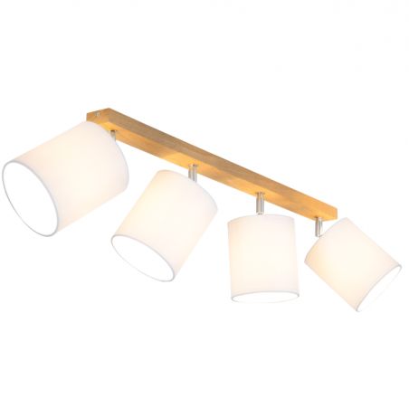Lampa sufitowa Aprillia 4 białe abażury drewno dębowe do sypialni salonu