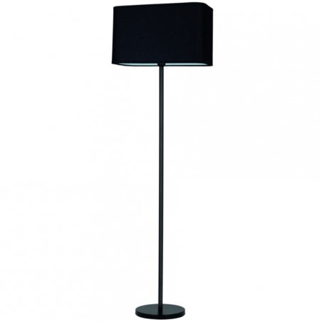 Czarna lampa stojąca do salonu sypialni Cadre abażur prostokątny podstawa czarny metal