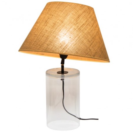 Lampa stołowa Vaso Jute szklana przezroczysta podstawa beżowy abażur