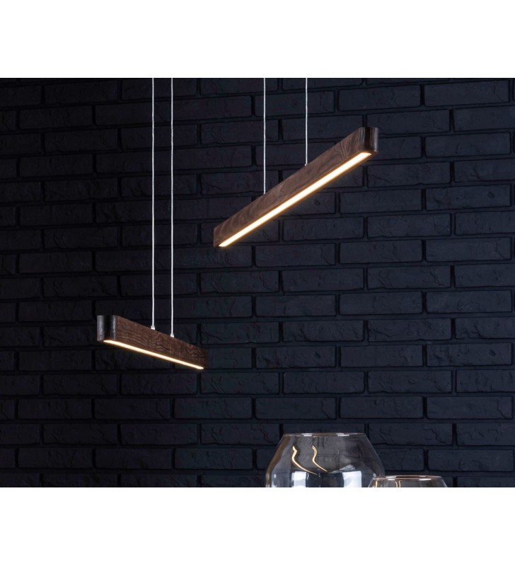 Lampa wisząca Forestier LED drewno kolor orzech klosz wąski 90cm nad stół biurko wyspę kuchenną