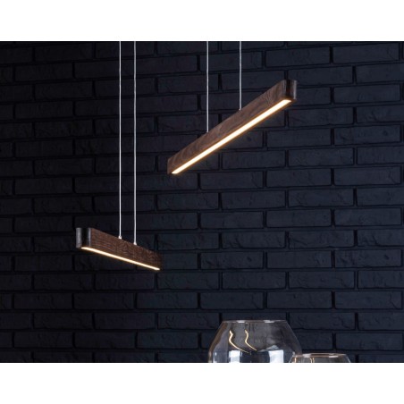 Ponad metrowa lampa wisząca nad stół Forestier LED drewno kolor orzech czarny metal