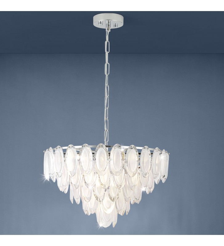 Dekoracyjna elegancka szklana lampa wisząca Carvario do salonu jadalni nad stół do sypialni