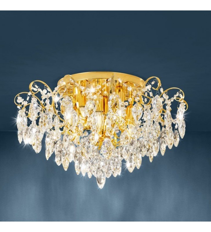 Złota lampa sufitowa z kryształami Fenoullet 60cm do salonu sypialni jadalni na korytarz