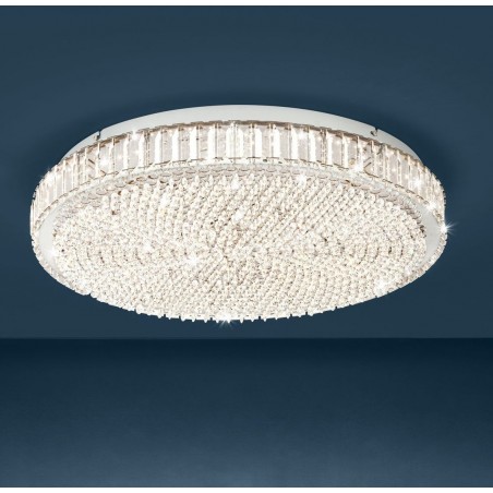 60cm okrągły plafon do salonu z kryształami Balparda LED 4000K 60cm z możliwością ściemniania Eglo