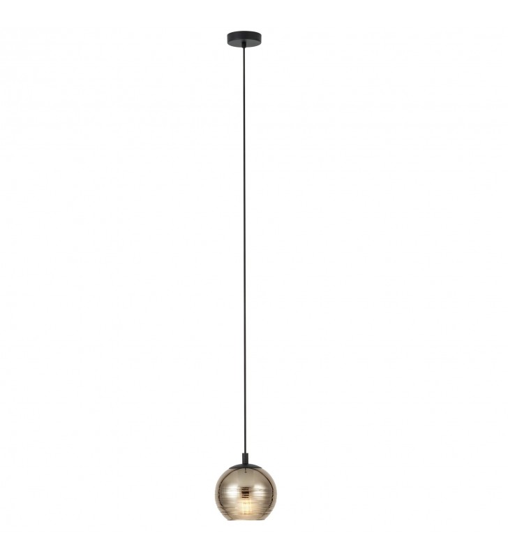 Lampa wisząca Lemorieta pojedyncza czarna ze złotym szklanym okrągłym kloszem