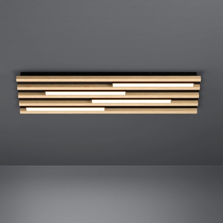 Drewniany nowoczesny prostokątny plafon Marreira LED 78x22cm do salonu sypialni na przedpokój