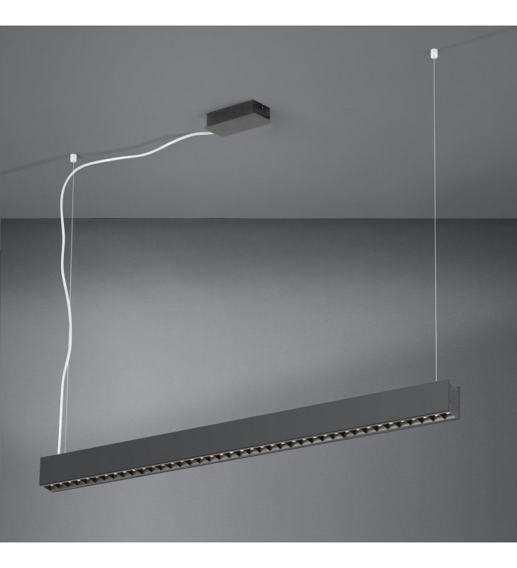 Czarna podłużna wąska lampa wisząca nad stół Termini LED możliwość ściemniania