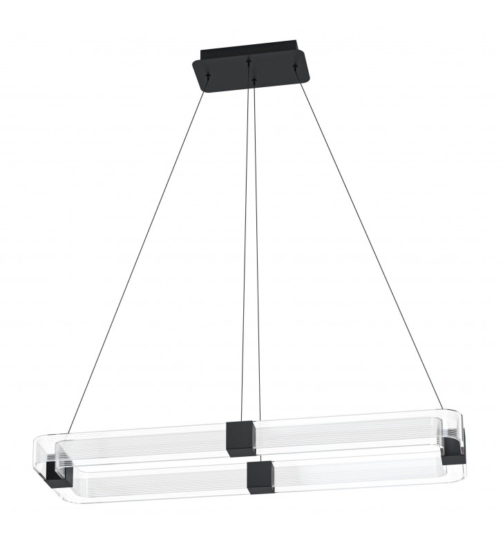 Lampa wisząca Mogetonello czarna klosz transparentny prostokątna ramka nad stół możliwość ściemniania