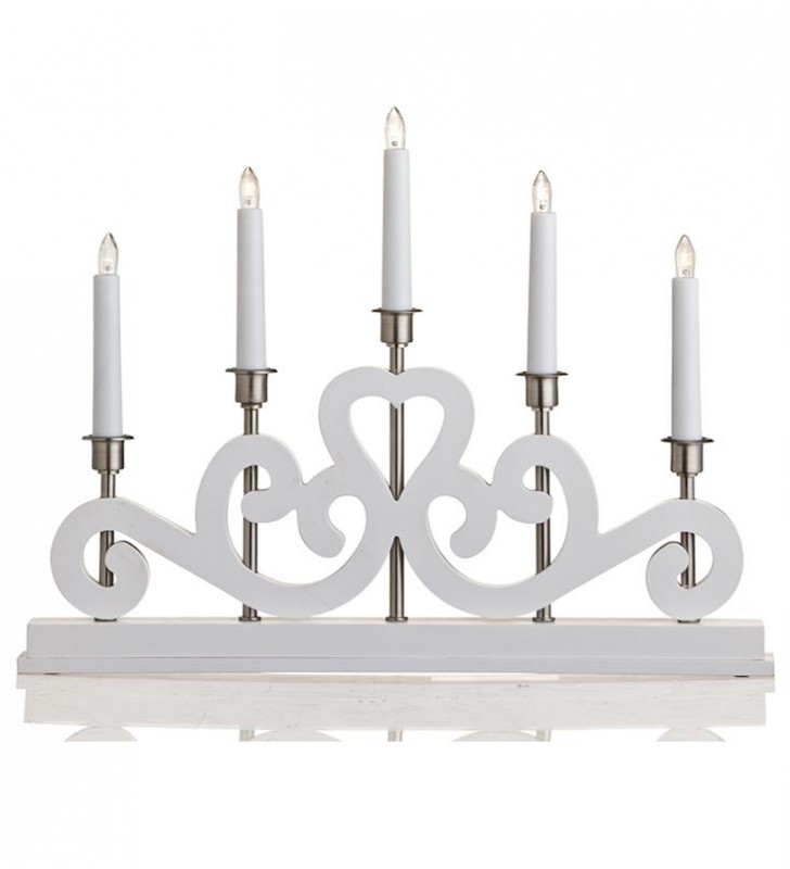 Biały dekoracyjny świecznik 5 ramienny Eneby na komodę stół regał