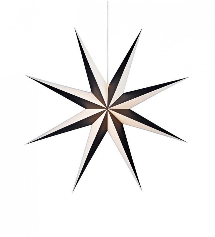 Biało czarna duża 75cm papierowa gwiazda wisząca Alva z podświetleniem dekoracja świąteczna bożonarodzeniowa