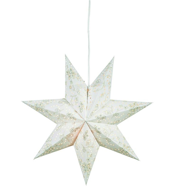 Papierowa gwiazda Aratorp 45cm złamana biel z dekorem podświetlana