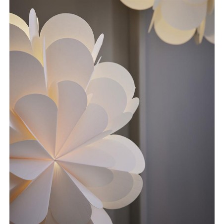 Czarno biała dekoracyjna lampa stojąca na komodę Maravilla papierowy abażur kwiat