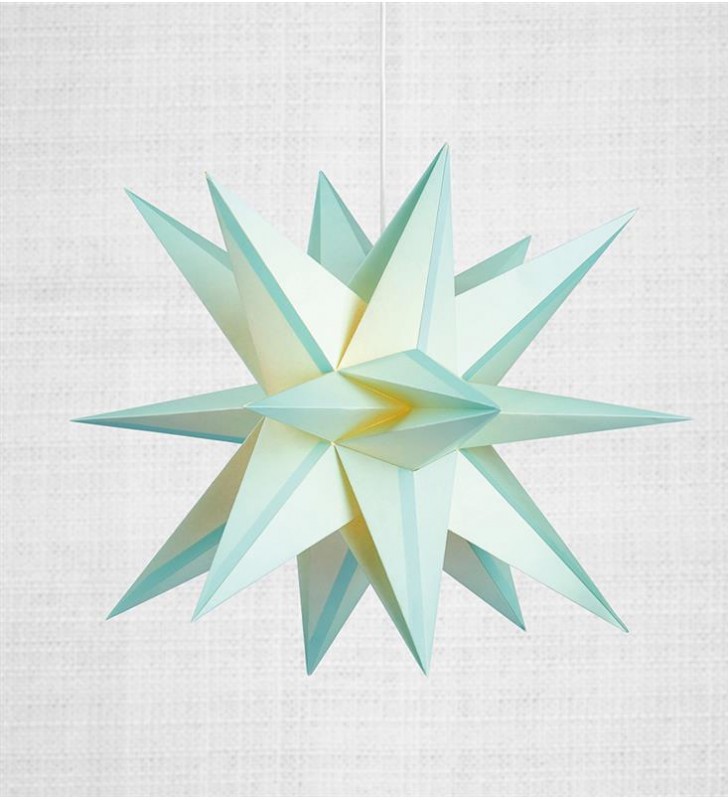 Jasnoniebieska błękitna papierowa podświetlana gwiazda 3D Skillinge 50cm dekoracja do pokoju dziecka świąteczna