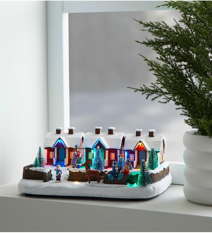 Katthult dekoracja świąteczna zimowa do postawienia na półkę okno komodę oświetlenie LED na baterie