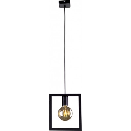 Lampa wisząca Lavaya pojedyncza żarówka w metalowej ramce kolor czarny - OD RĘKI