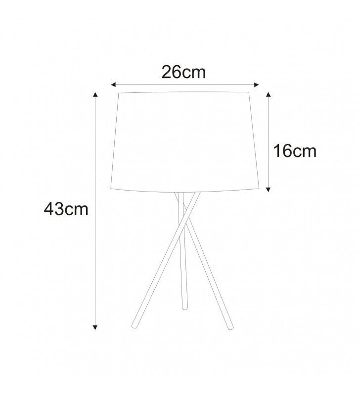 Lampa stołowa na 3 metalowych nogach Remi Black abażur stożek włącznik na kablu