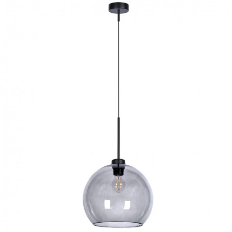 Lampa wisząca Aldar czarna sz szklanym grafitowym transparentnym kloszem w kształcie kuli 30cm