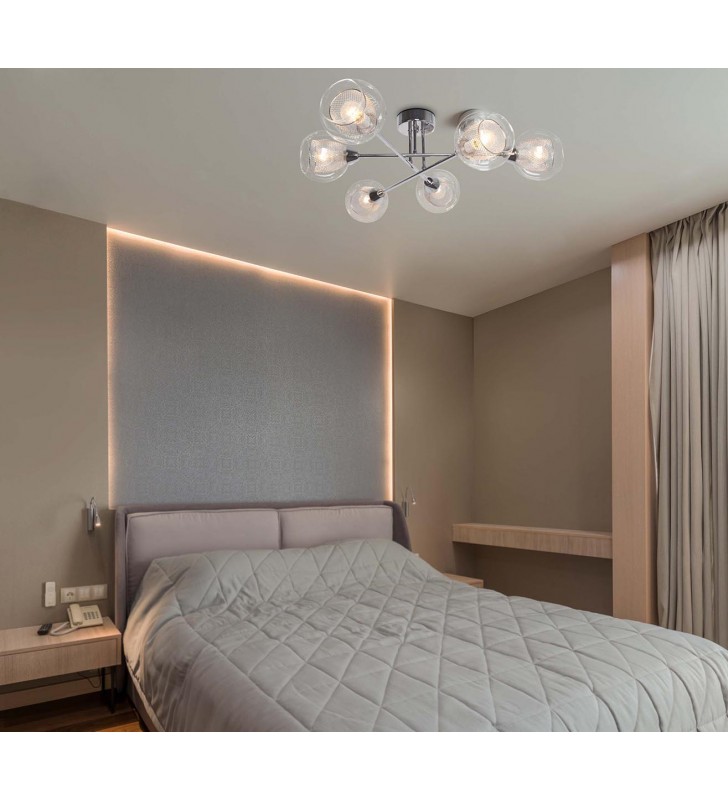 Lampa sufitowa Fons nowoczesna z 6 podwójnymi kloszami do salonu sypialni na przedpokój