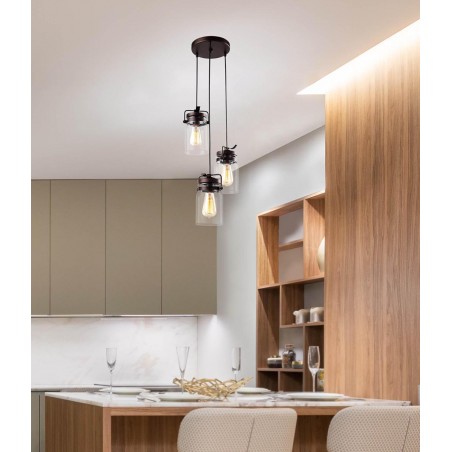 Potrójna kaskada zwisająca Raven w stylu vintage brązowa szklane klosze do salonu sypialni kuchni jadalni