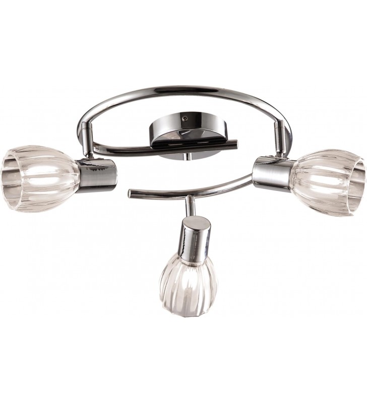 Potrójna lampa sufitowa spirala Embo chrom 3 szklane klosze do salonu pokoju dziennego sypialni