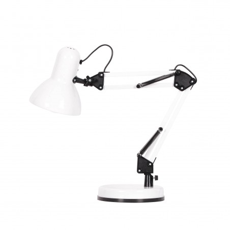 Regulowana lampa biurkowa Cosmo biała łamana z czarnymi detalami żarówka 1xE27
