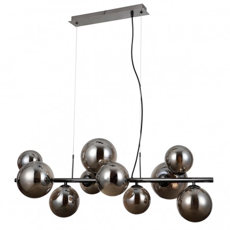 Lampa wisząca Canello nad stół  nowoczesna czarny chrom 10 szklanych kloszy ball