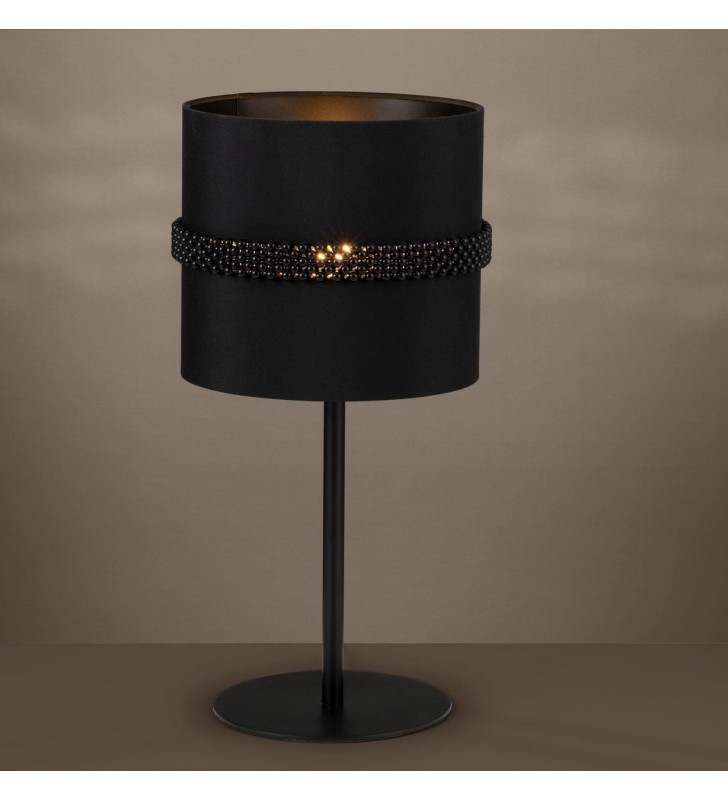 Czarna elegancka lampa stołowa do salonu nocna do sypialni Paraguaio szklana biżuteryjna opaska