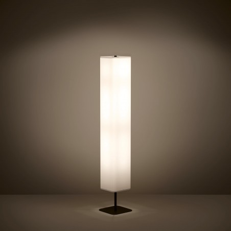 Lampa podłogowa Guerima czarna podstawa biały wysoki kwadratowy abażur do sypialni salonu 3xE27