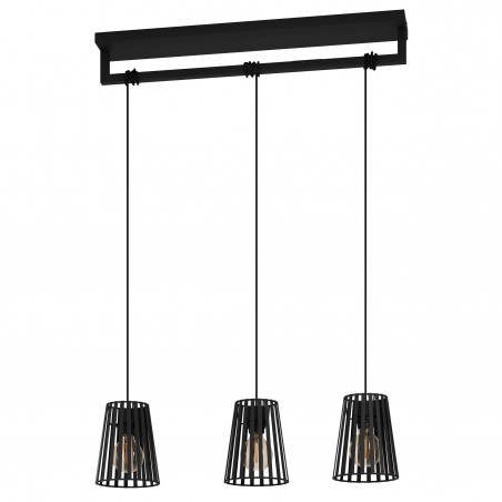Lampa wisząca Bogota czarna 3 zwisowa styl industrialny nad stół wyspę kuchenną bar 3xE27