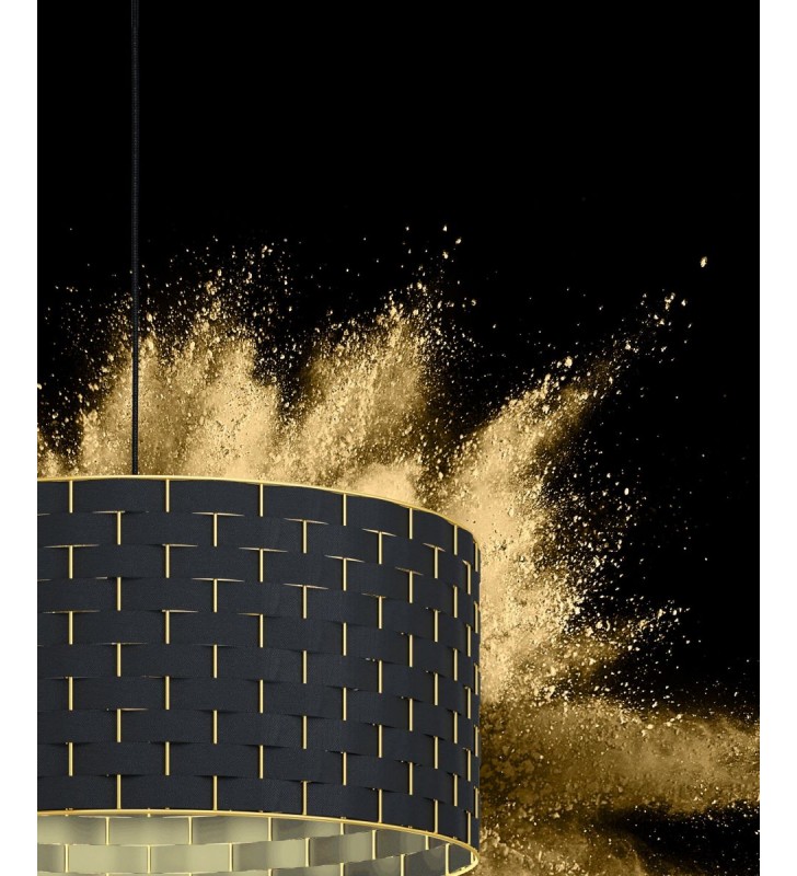 55cm czarno mosiężna lampa wisząca z abażurem Marasales abażur ozdobny pleciony
