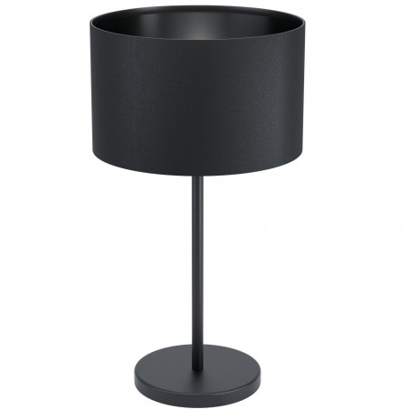 Cała czarna lampa stołowa nocna Maserlo1 na komodę stolik nocny włącznik na przewodzie