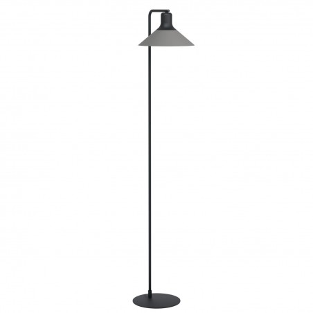 Czarno szara metalowa lampa stojąca Abreosa do sypialni salonu nowoczesna