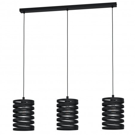 Lampa wisząca Cremella czarna z metalu 3 klosze w kształcie spirali nad stół jadalny