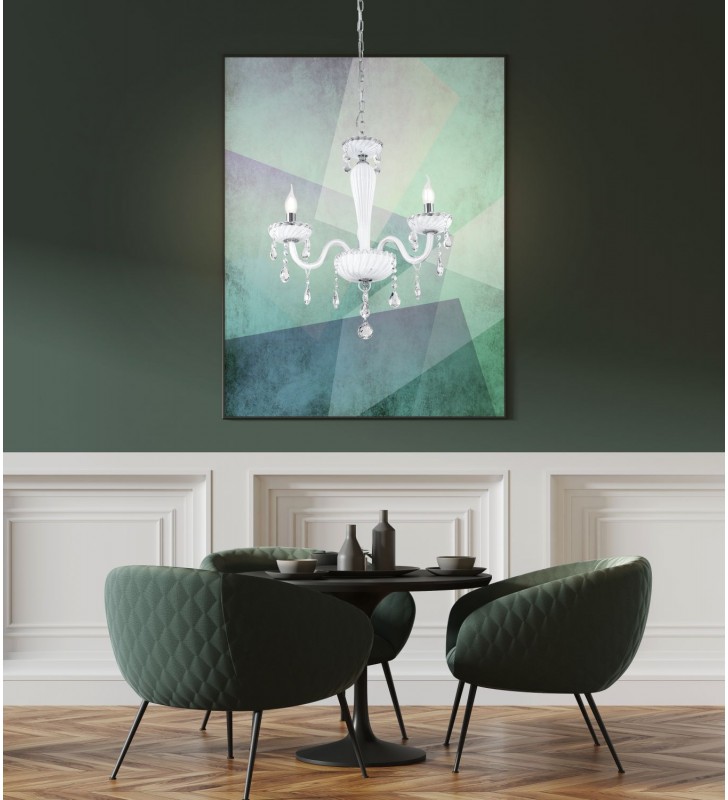 3 ramienny biały żyrandol ze szkła Carpento nad stół jadalny do sypialni bez kloszy dekoracyjne szklane zwisy