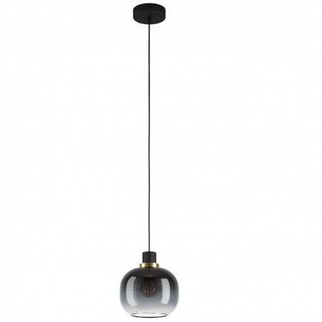 Szklana kulista lampa wisząca Oilella czarny mosiądz klosz cieniowany czarno szary