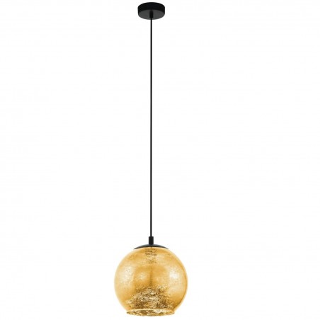 Czarno złota lampa wisząca Albaraccin 27cm klosz szklana złota kula