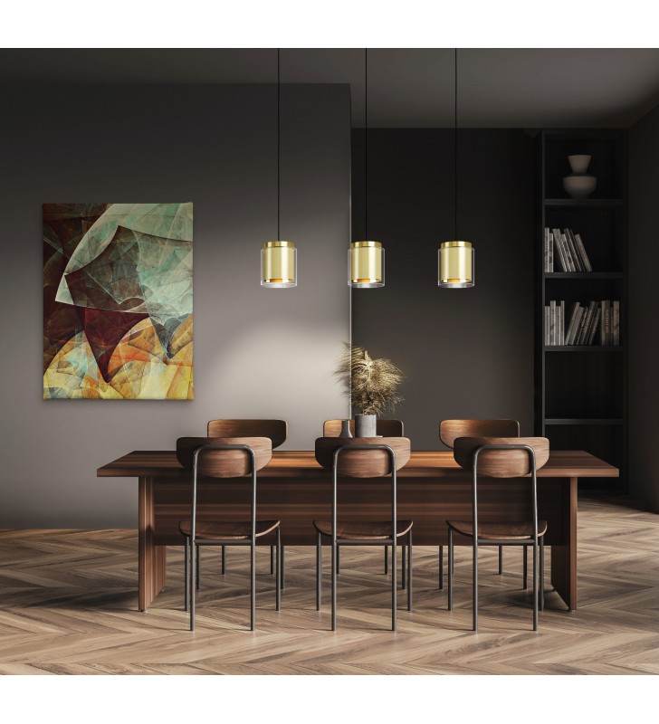 Lagunitas 3 pkt zwis oświetlający stół mosiądz bezbarwne szkło czarny metal elegancka stylowa