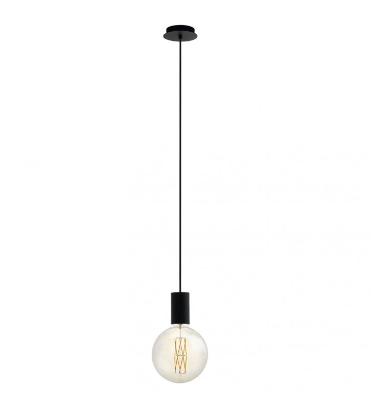Czarna oprawka zwis minimalistyczna lampa wisząca Pozueta bez klosza