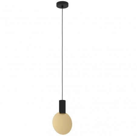 Lampa wisząca Sarona czarna ze złotym dyskiem nowoczesna oryginalna minimalistyczna
