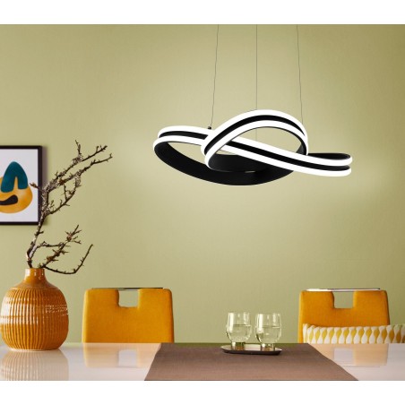 Lampa LED Corredera nowoczesny czarny zwis do salonu sypialni kuchni z ciepłą barwą światła Eglo