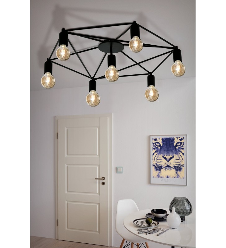 Duża nowoczesna czarna lampa sufitowa Staiti styl industrialny do salonu sypialni korytarz