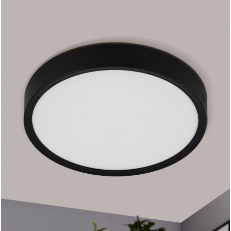 Czarny okrągły plafon do pokoju Musurita LED 34cm ciepła barwa światła 98603 Eglo