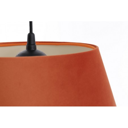 Lampa wisząca nowoczesna Jamal pomarańczowa materiał aksamitny z rattanem nad stół