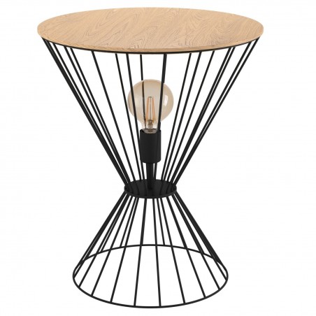 Oświetlenie podłogowe nowoczesny stolik z oświetleniem drewno metalowa podstawa