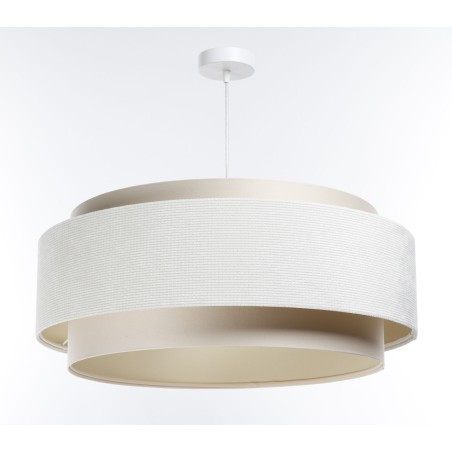Lampa wisząca nowoczesna Patricia jasna biało kremowa abażur z opaską 60cm 1xE27