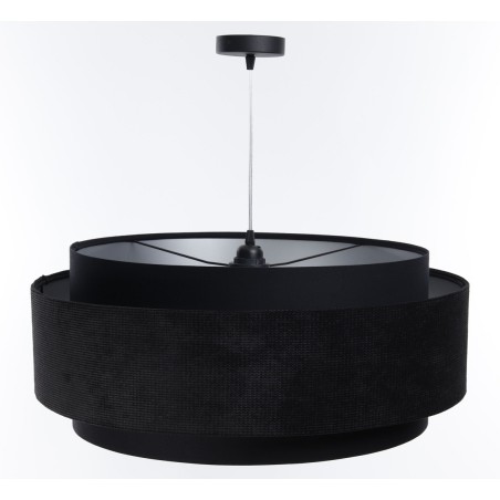 Lampa wisząca nowoczesna Dale czarna zwis do oświetlenia stołu 60cm srebrne wnętrze 1xE27